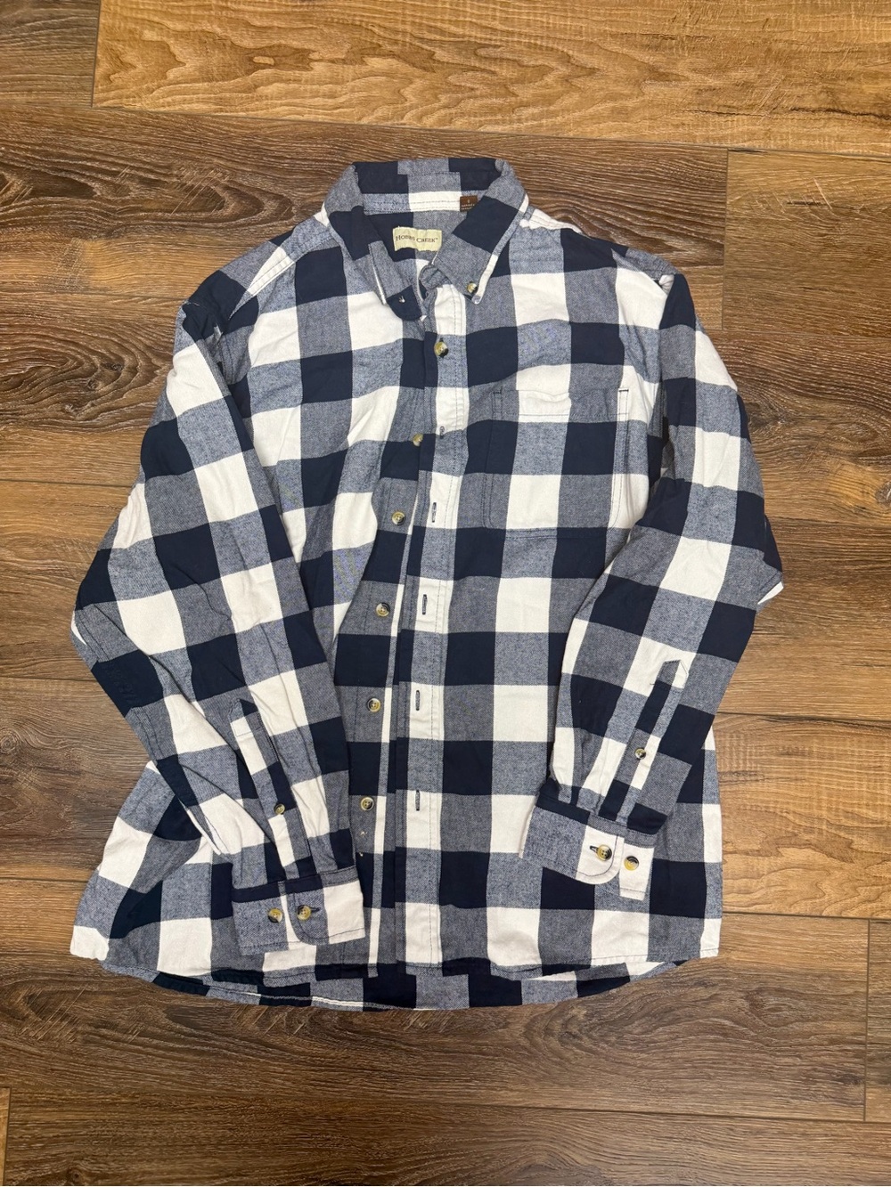 Men's Navy and White Buffalo Check Button-Down Shirt - never worn